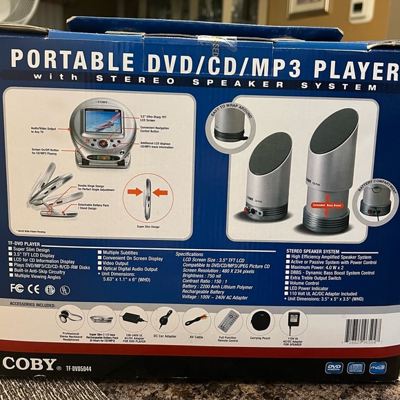 Coby portable dvd/cd/mp3 player with stereo speaker system TF-DVD5044 - Picture 2 of 2